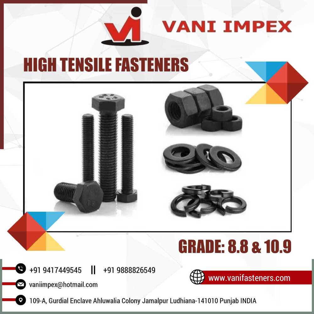 Rust Proof High Tensile Bolts - Imported Or Vi, Size M6 To M24 | Hex Head, Corrosion Resistant, Black Oxide Finish, High Hardness 28-32, Cylindrical Shape