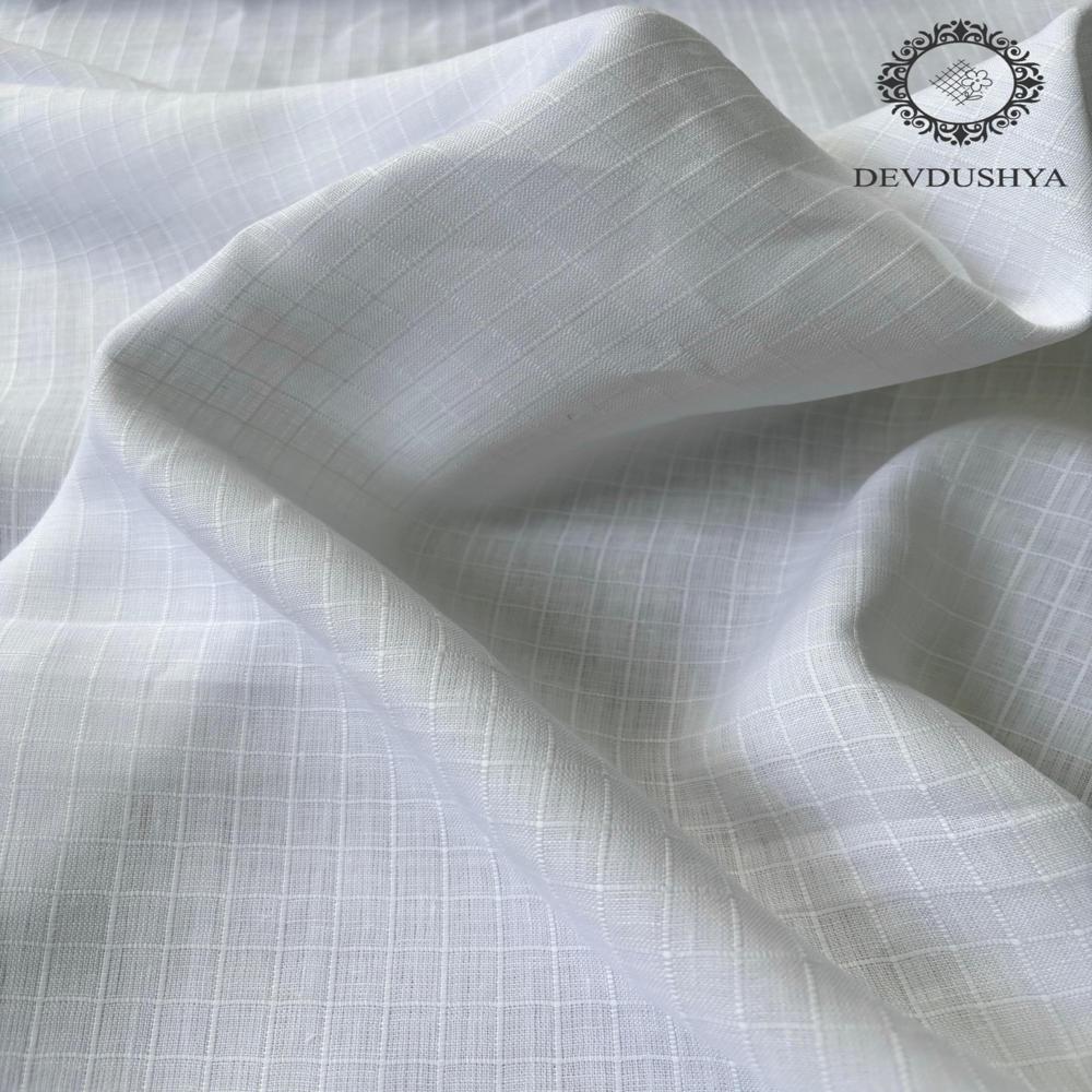 White 60 Lea Pure Linen Dobby Fabric