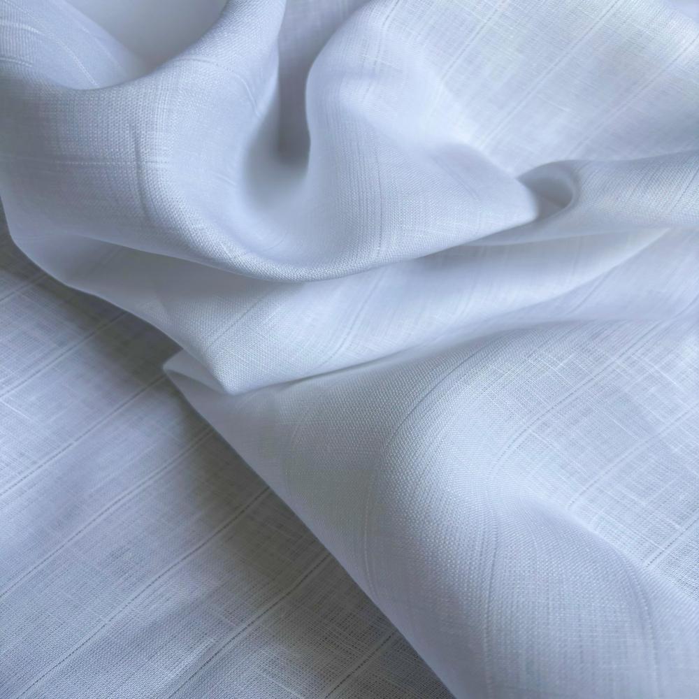 White 60 Lea Pure Linen Dobby Fabric