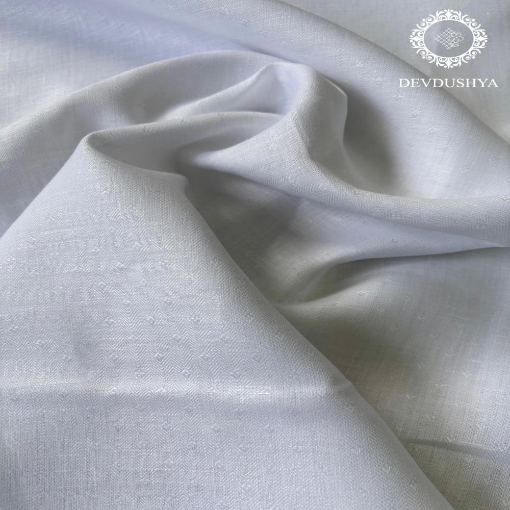 White 60 Lea Pure Linen Dobby Fabric