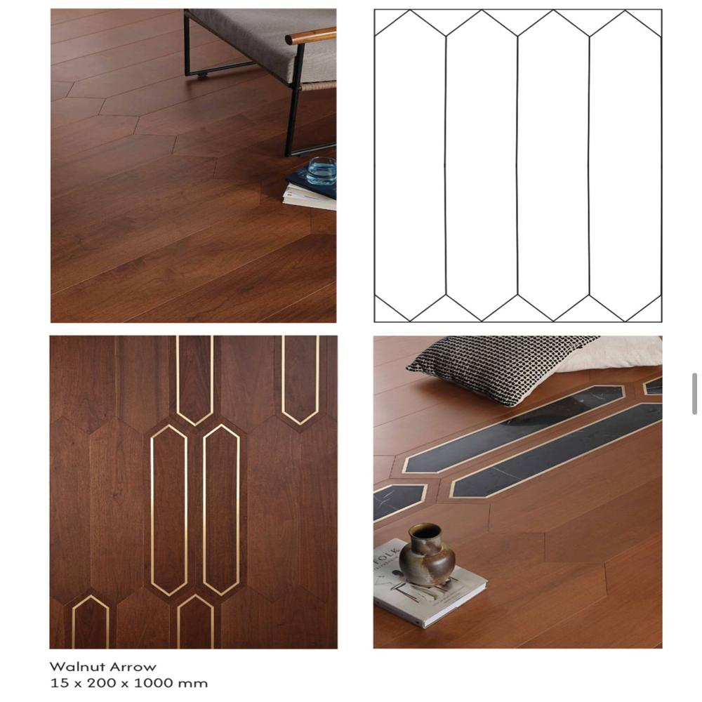 Premium Inlay Engineered Wood/Marble/Brass Arrow/Flower