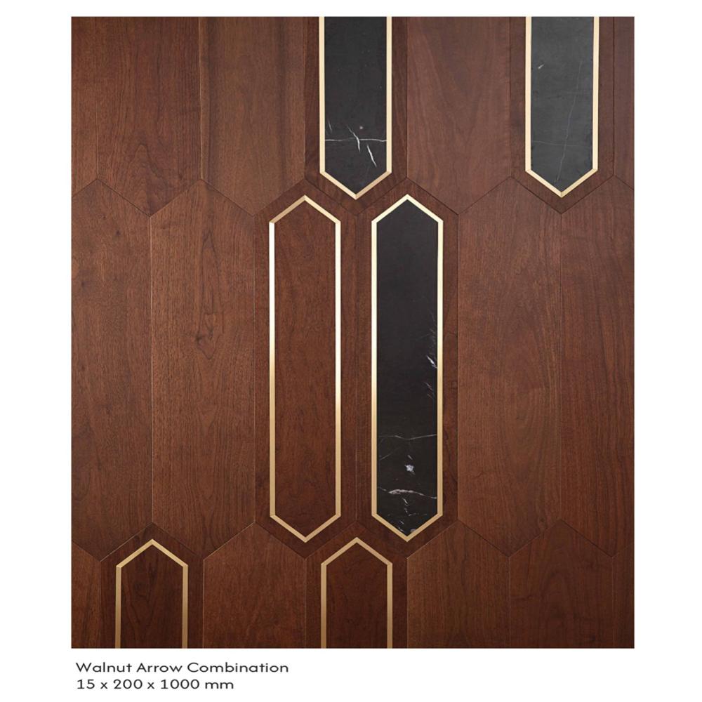 Premium Inlay Engineered Wood/Marble/Brass Arrow/Flower
