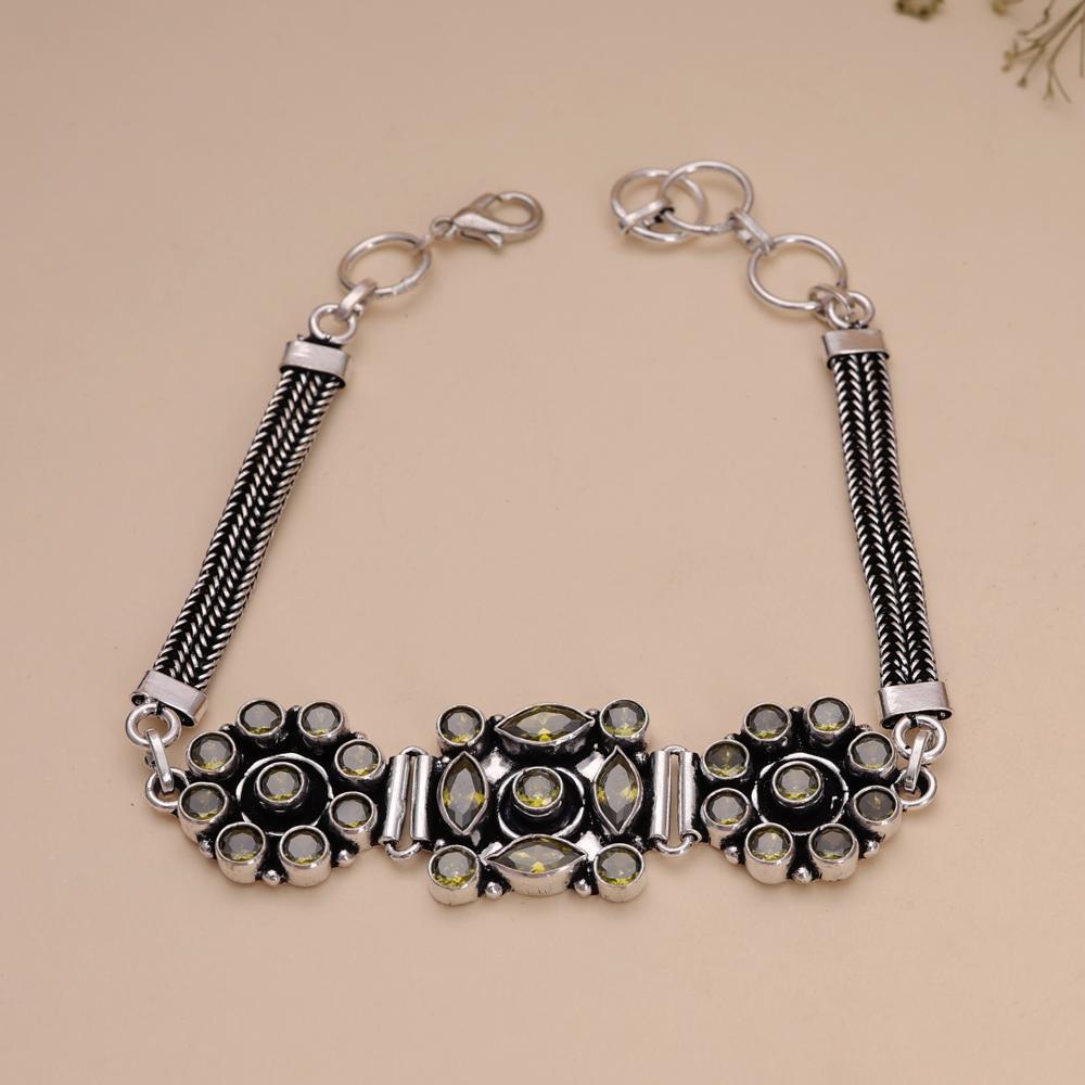 925 Silver Plated Greenish-Yellow Color Classic Design Brass Metal Bracelets For Women and Girls