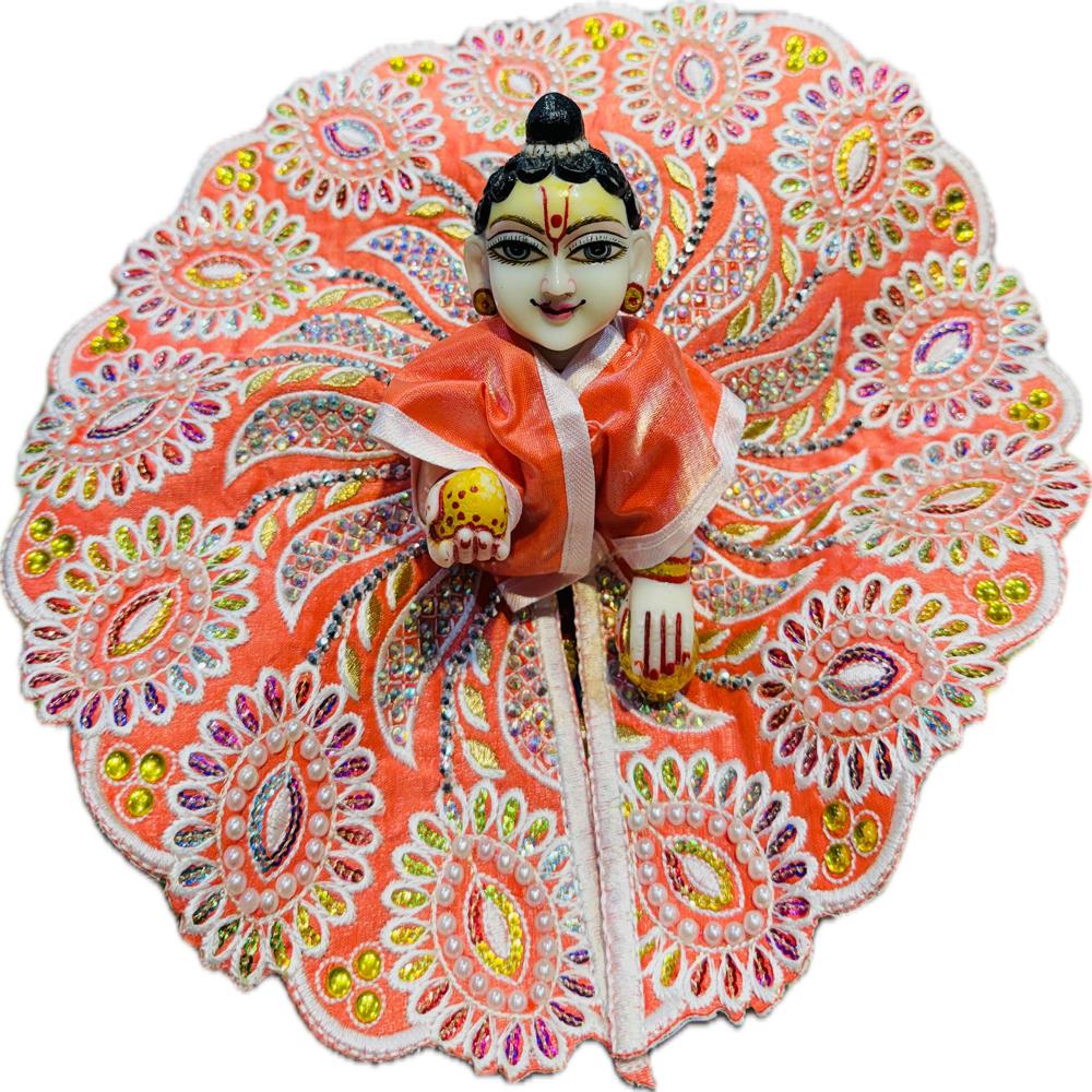 Laddu Gopal Heavy Beads Work Poshak - Color: Multicolor