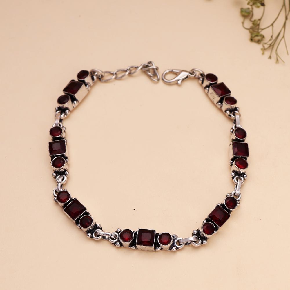 Crystal Red Color Light White Silver Plated Bracelet Beautiful Gift For Women and Girls