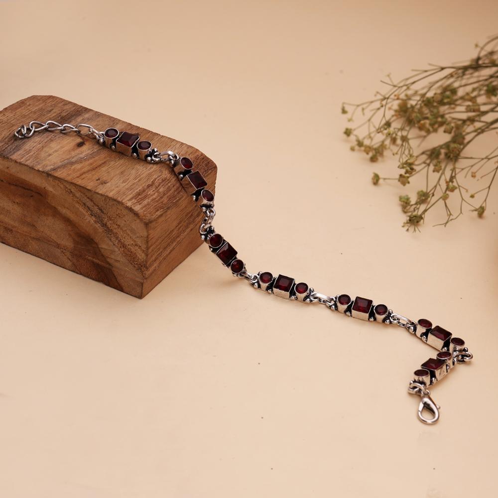 Crystal Red Color Light White Silver Plated Bracelet Beautiful Gift For Women and Girls