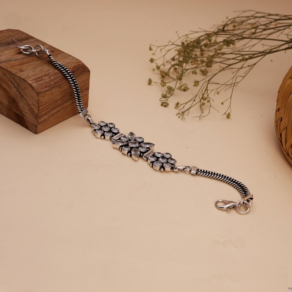 Vintage Crystal Bracelet With Silver look Finish Gift For Women and Girls