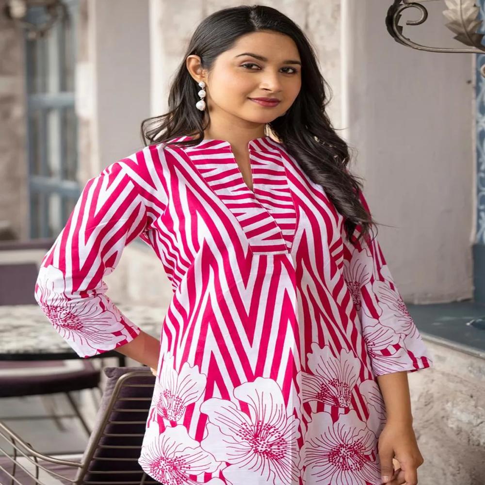 Curved Style Cotton Fabric Maroon Color Co-Ord Set