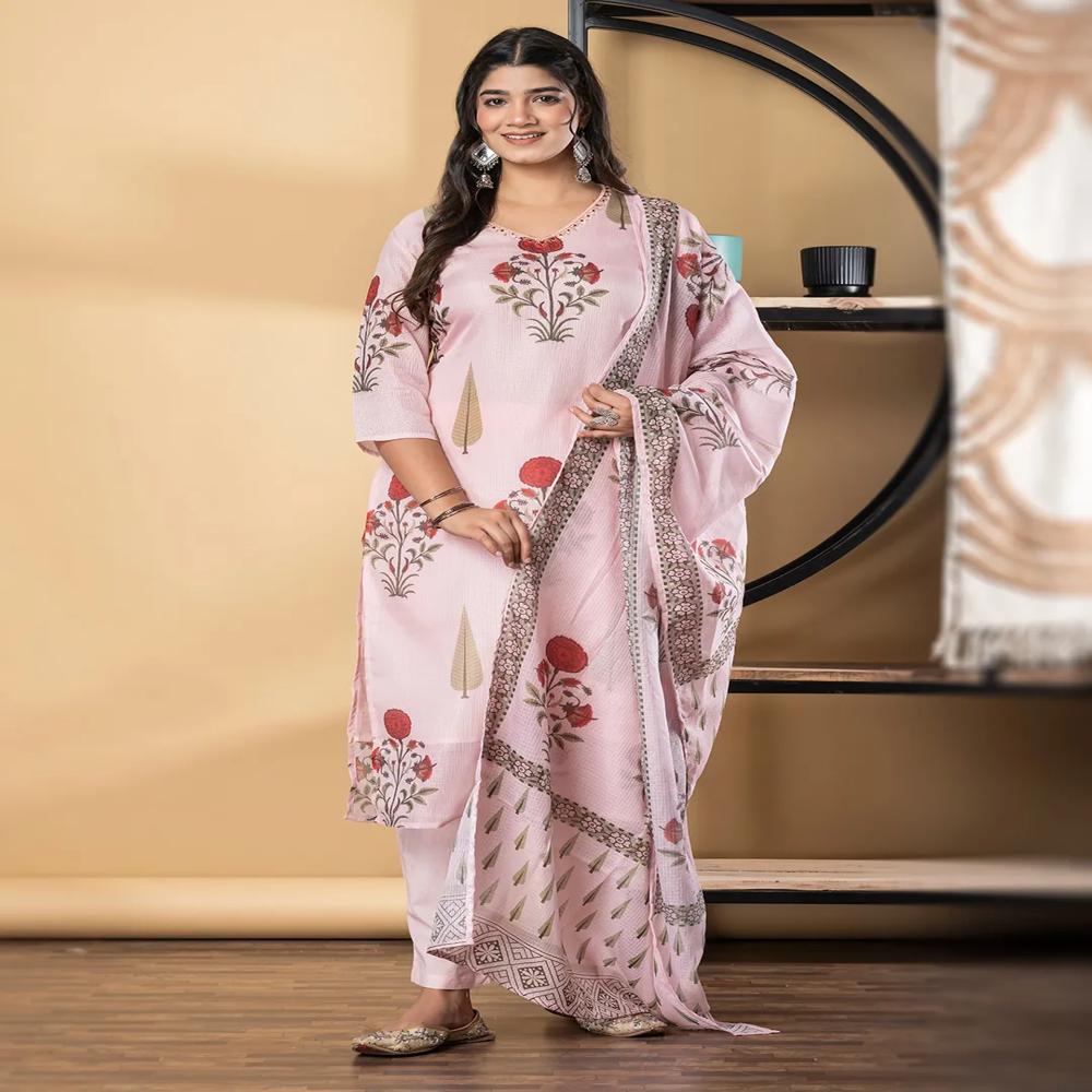 Straight Style Kota Doria Fabric Mustard Color Kurta And Bottom With Dupatta