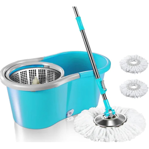Stainless Steel Microfiber Bucket Mop Rod Set, 9 L