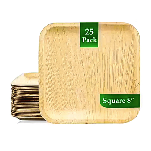 8 inch Areca Leaf Plate, Square Shape Wooden Disposable Snacks Plate, Biodegradable Plate