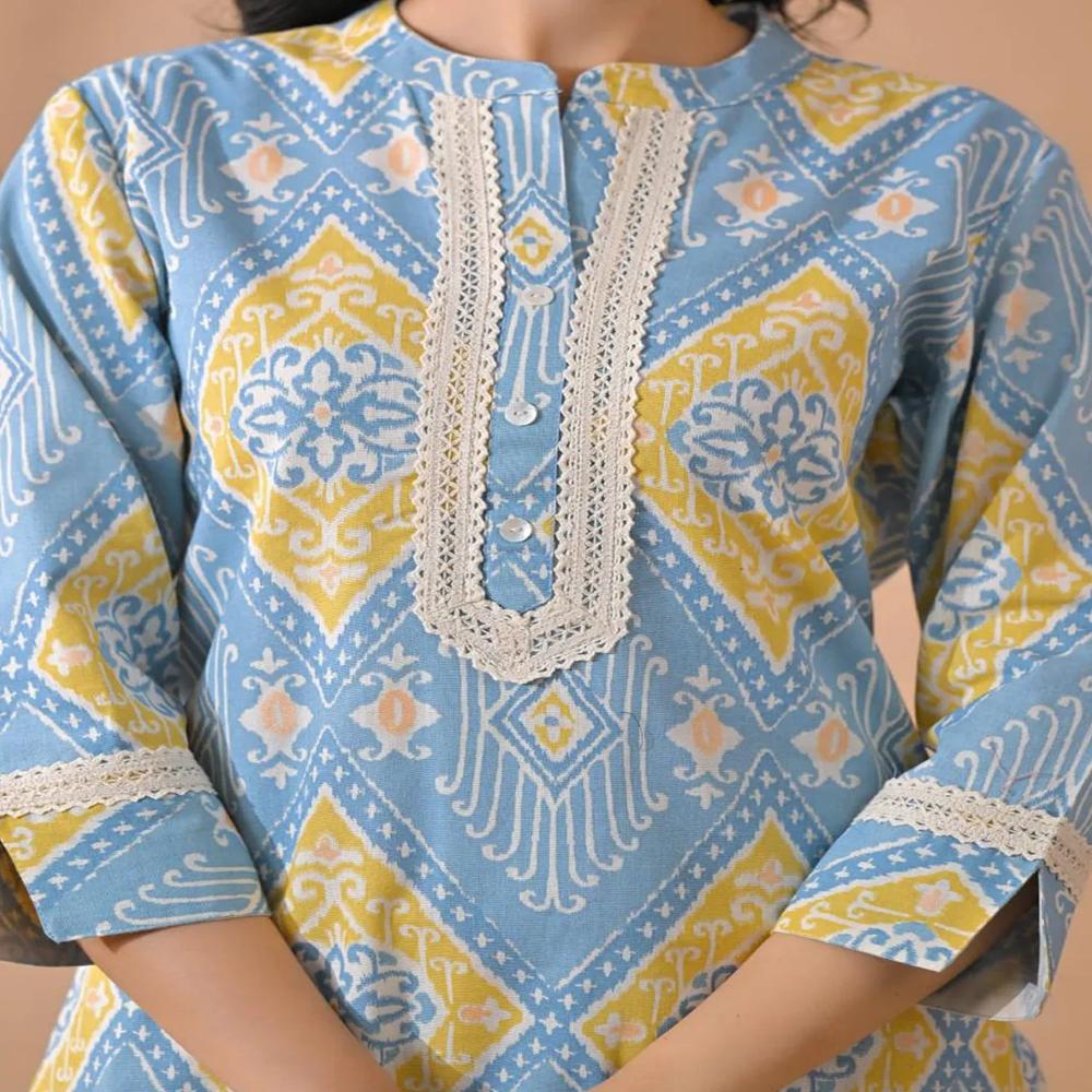 Curved Style Poly Cotton Fabric Grey Color Kurta And Bottom 