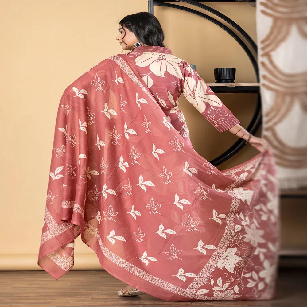 Straight Style Cotton Fabric Maroon Color Kurta And Bottom With Dupatta