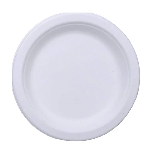 7 inch White Plain Round Sugarcane Pulp Plate