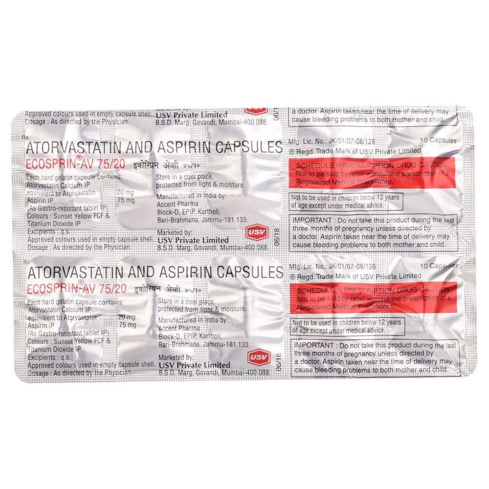Ecosprin AV 75/20 Atorvastatin + Aspirin Capsule
