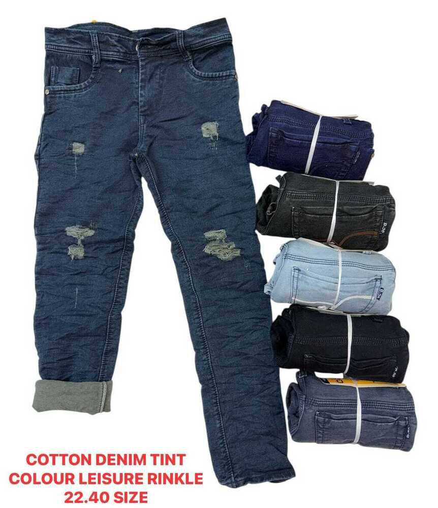 COTTON DENIM TINT COLOUR LEISURE RINKLE KIDS JEANS