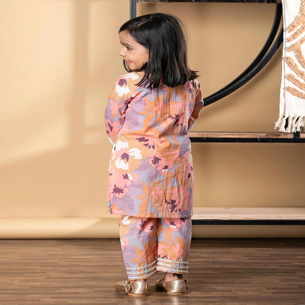 Straight Style Cotton Fabric Brown Color Kurti With Palazzo