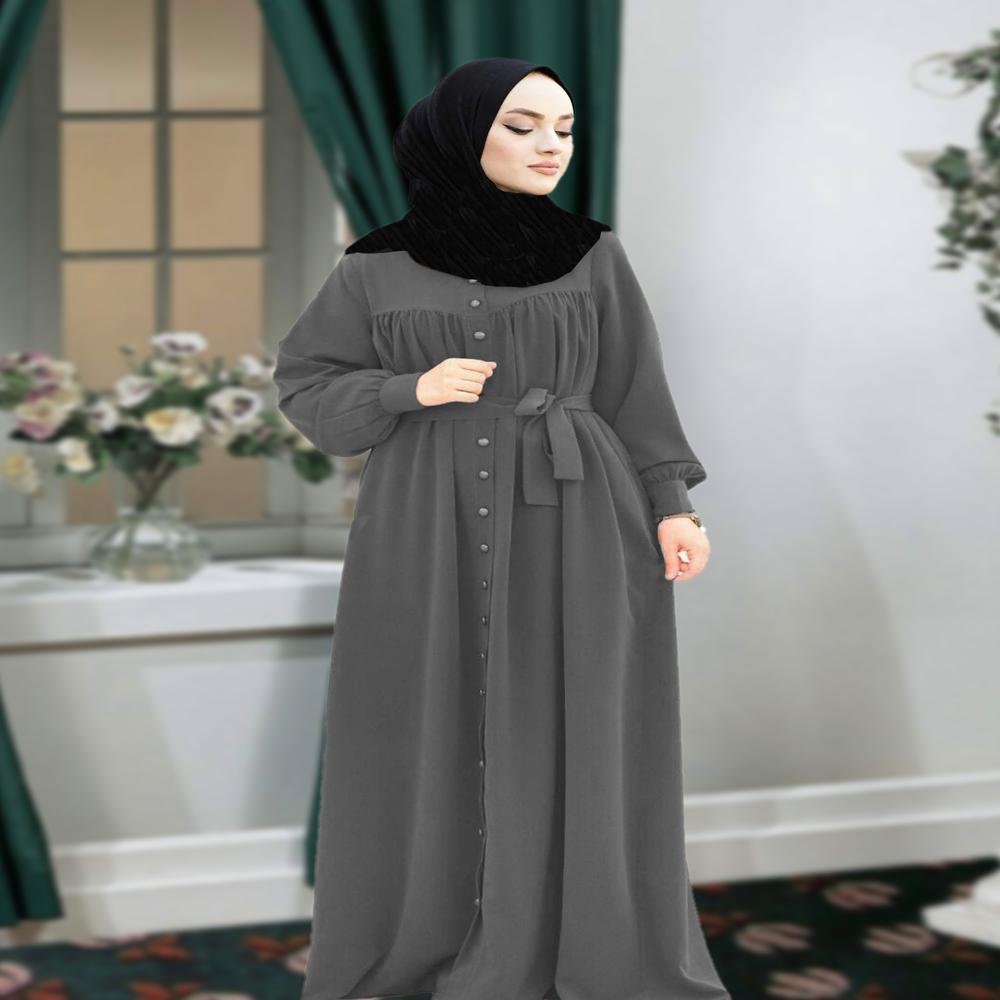 Grey  Plain Abaya For Women Burqa Modest Wear Islamic stylish Dubai Abaya