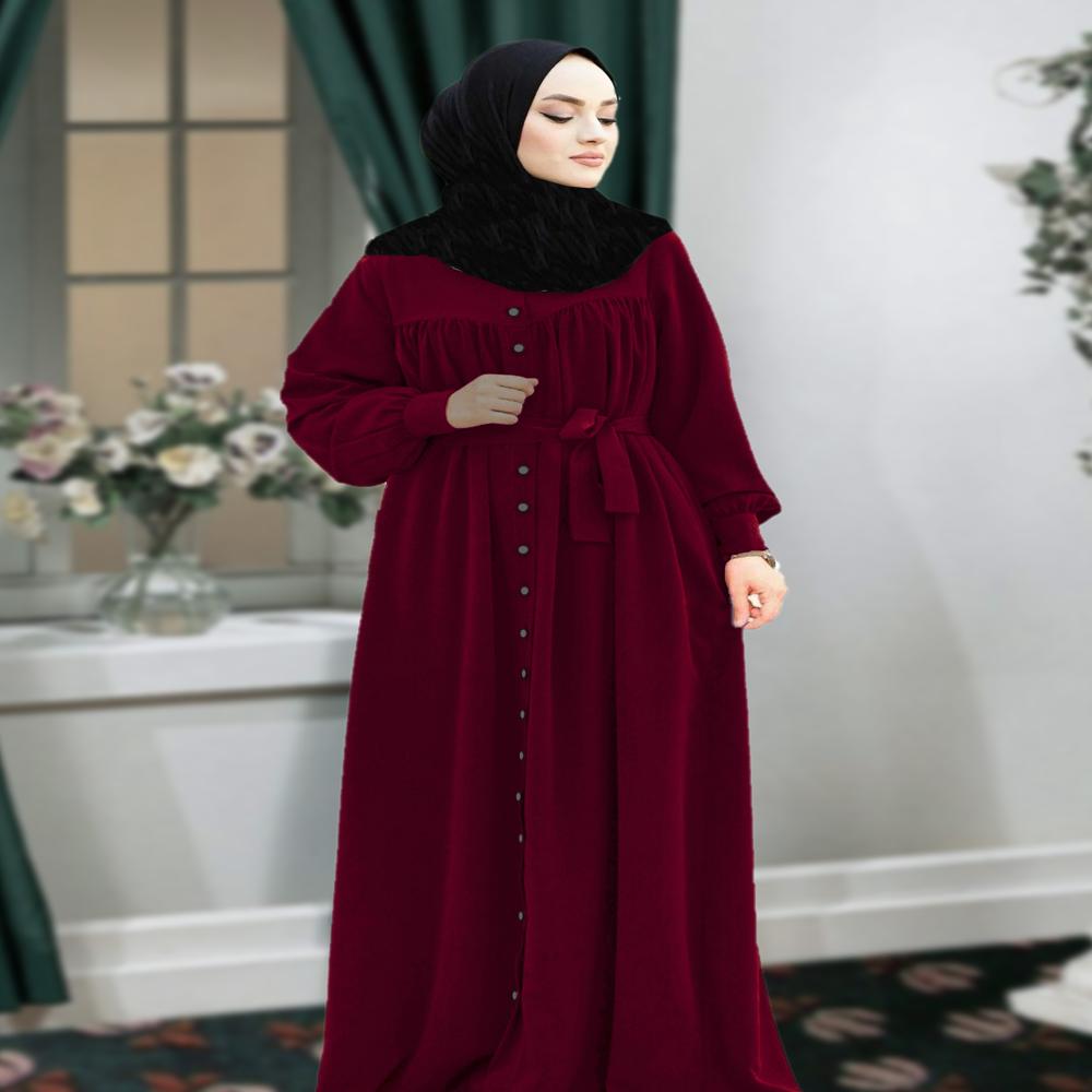 Maroon Plain Abaya For Women Burqa Modest Wear Islamic stylish Dubai Abaya