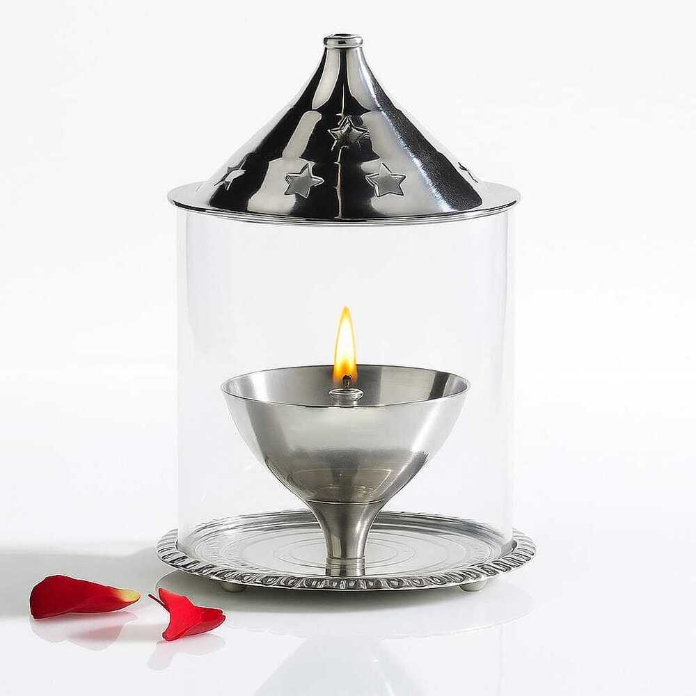 Silver Borosil akhand diya