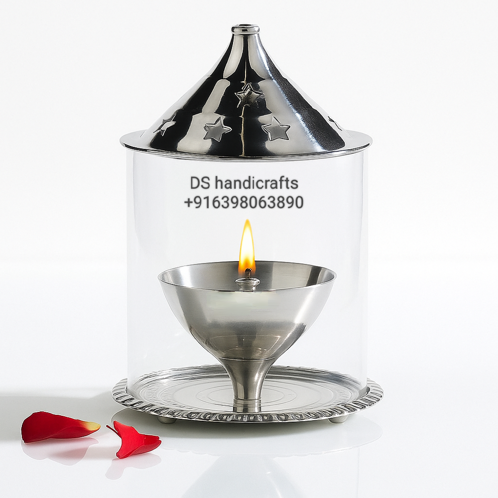 Silver Borosil akhand diya