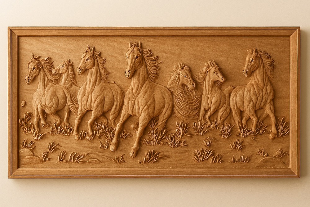 Running Horses 3D Illusion Laser Wall Art - Design Type: Modern