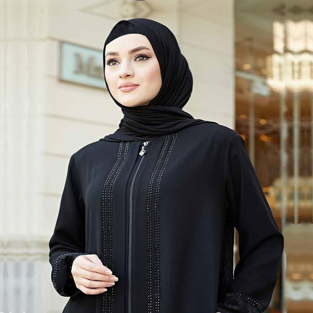 Black Abaya Stone Work For Women Elegant Modest Wear Black Stylish Dubai Abaya - 100% Cotton, S/M/L Sizes, Deep Black with Grey Undertones | Classic Comfort, Versatile Daily Wear, Hand Wash Care