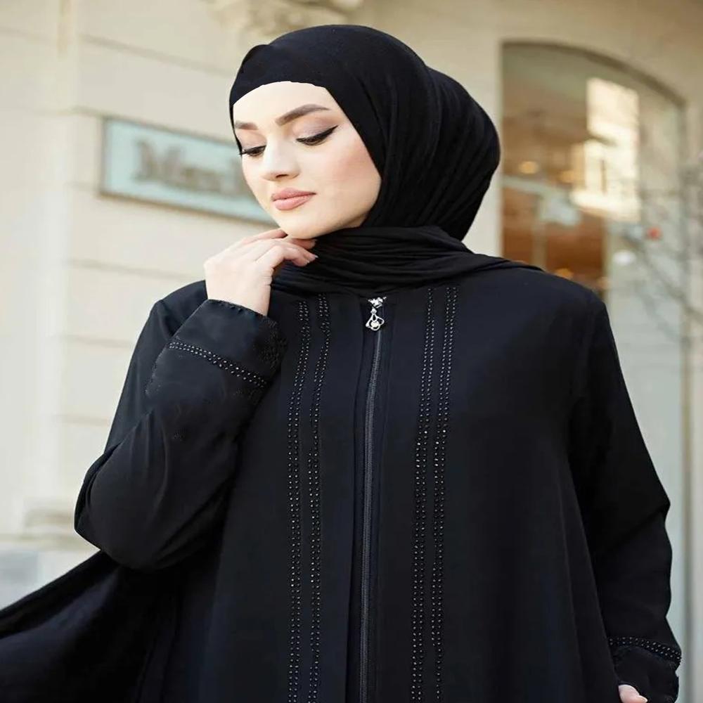 Black Abaya Stone Work For Women Elegant Modest Wear Black Stylish Dubai Abaya