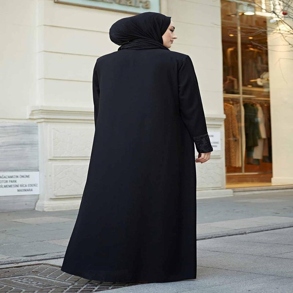 Black Abaya Stone Work For Women Elegant Modest Wear Black Stylish Dubai Abaya