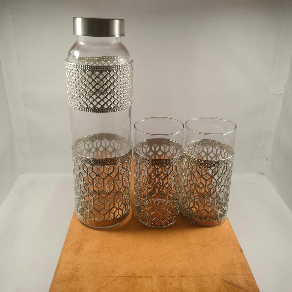 German Silver Glass & Bottle set