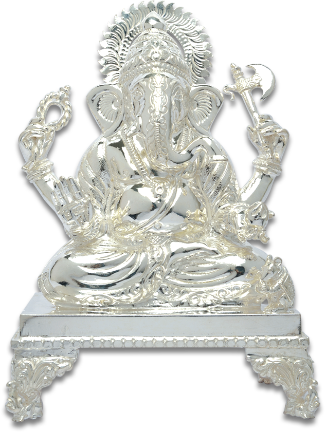 Hollow Silver Ganpati Idol Bj100 - Height: 1.5 Inch (In)