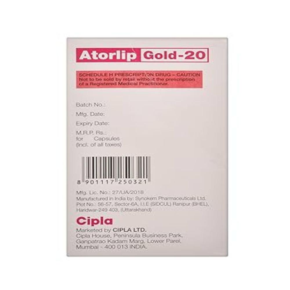 Atorlip Gold 20 Aspirin + Atorvastatin + Clopidogrel Capsule