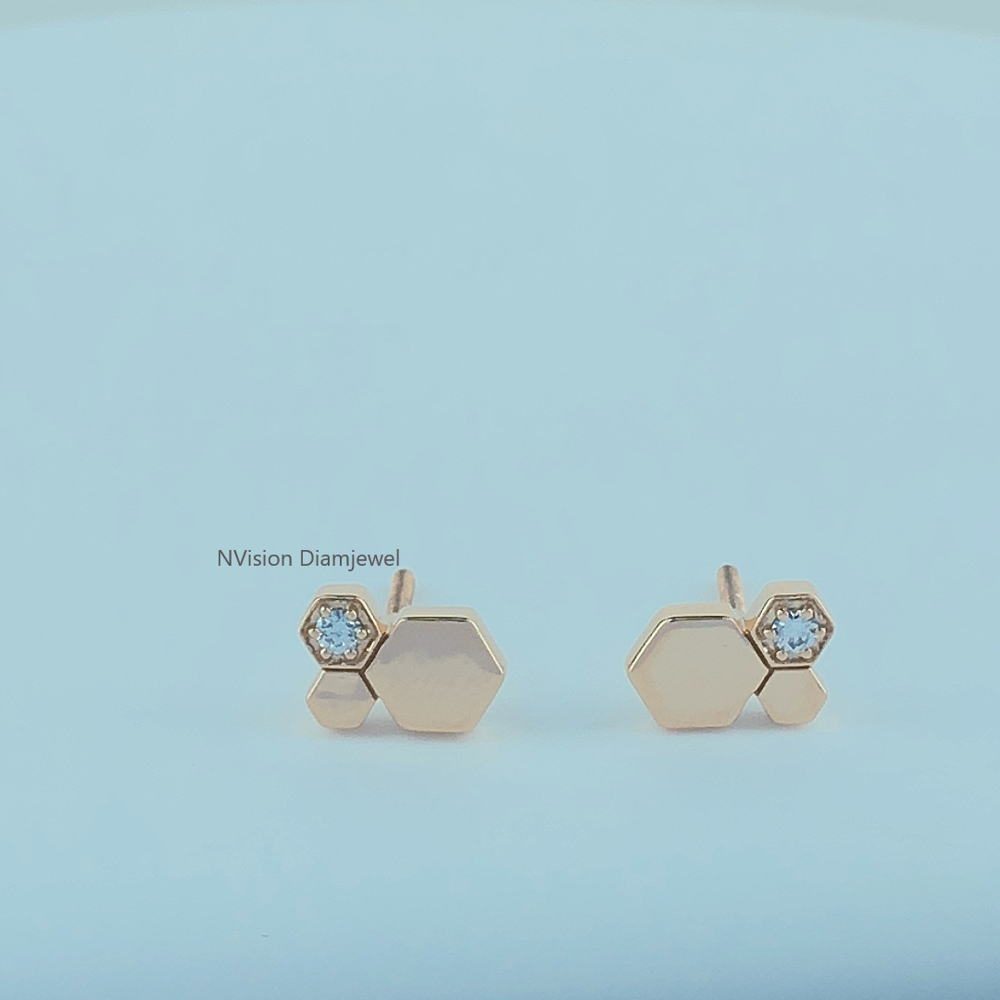 Hexa Honeycomb Lab Grown Diamonds Studs - Diamond Carat Weight: 0.08 Carat