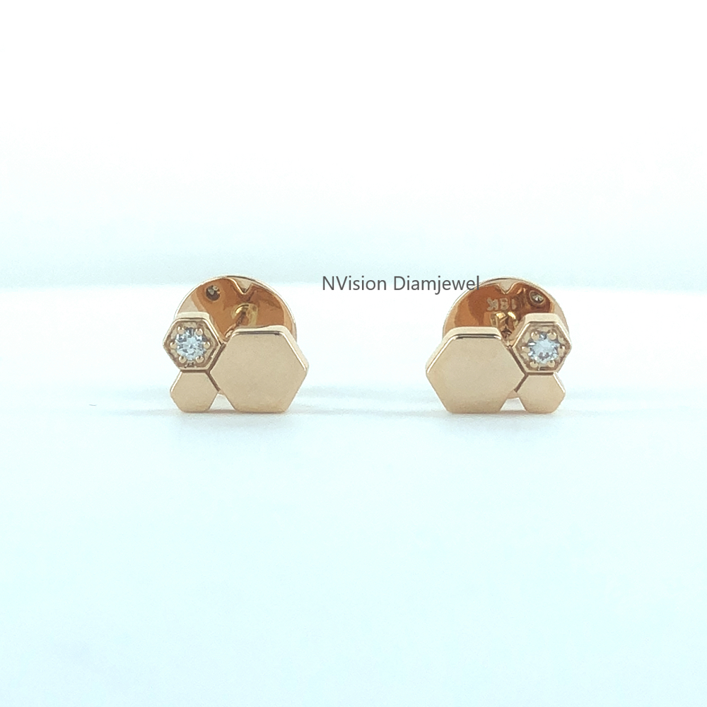 Hexa Honeycomb Lab Grown Diamonds Studs - Diamond Carat Weight: 0.08 Carat