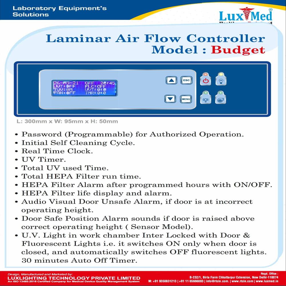 Laminar Air Flow Controller (Budget) - Dimension (L*W*H): 300*95*50 Millimeter (Mm)