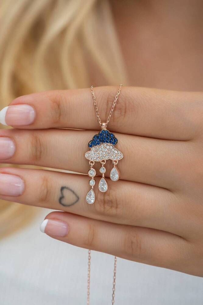 Dainty Raindrop Necklace Aca A  18K Rose Gold Moissanite Diamond Pendant, 42Cm Chain - Diamond Carat Weight: 1.50 Carat