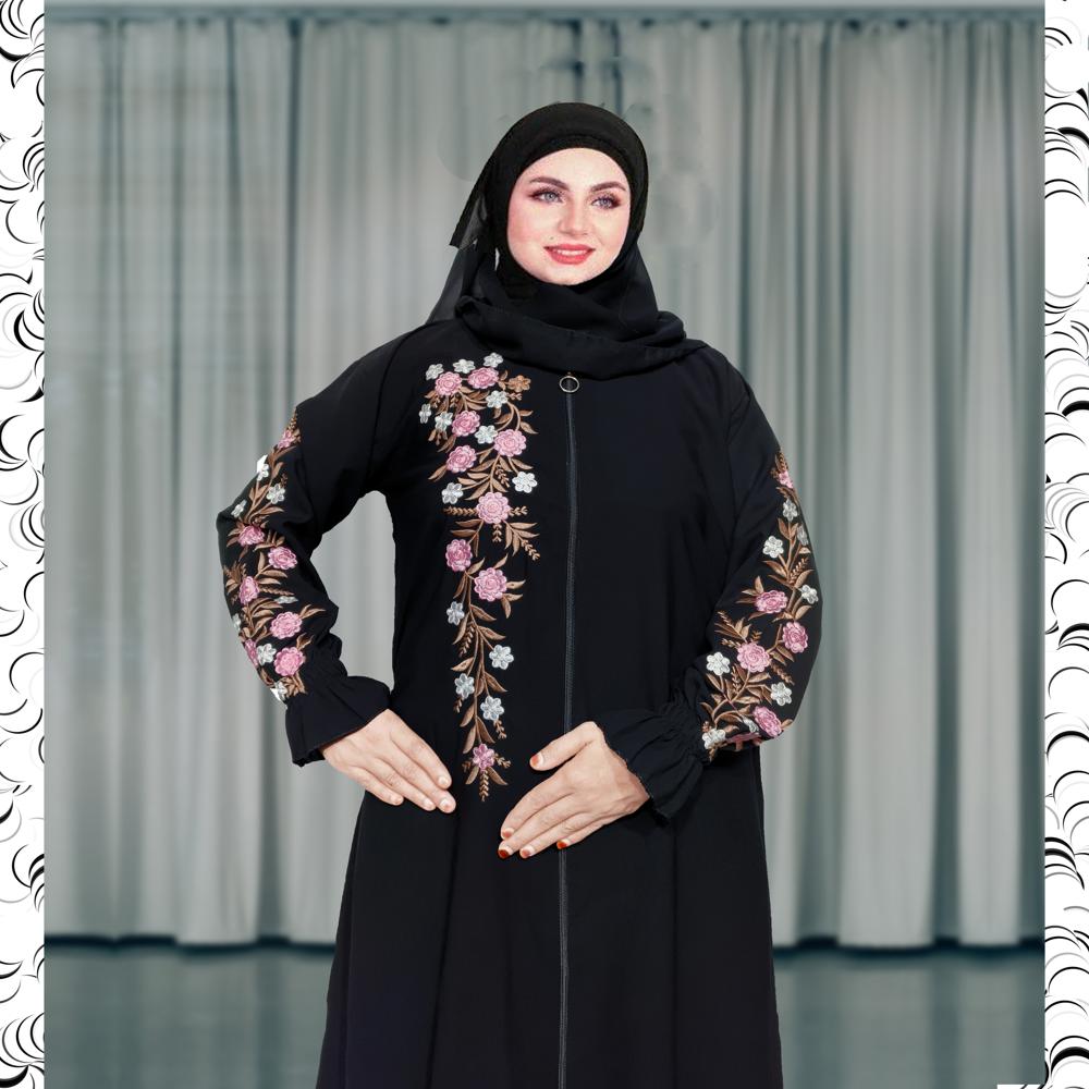 Black Abaya Embroidery Work Burqa For Women Modest Wear Stylish Dubai Abaya - Cotton, Sizes S/M/L, Black Color | Elegant Embroidery, Versatile Daily Wear, Hand Washable