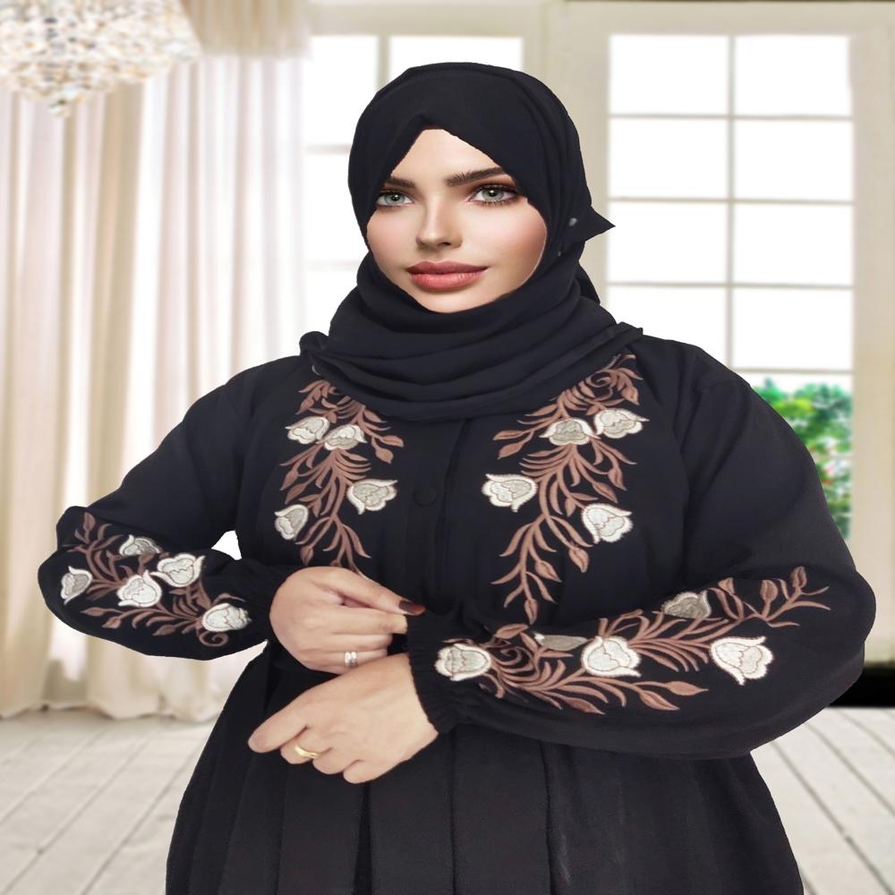 Black Abaya Embroidery Work Burqa For Women Modest Wear Stylish Dubai Abaya