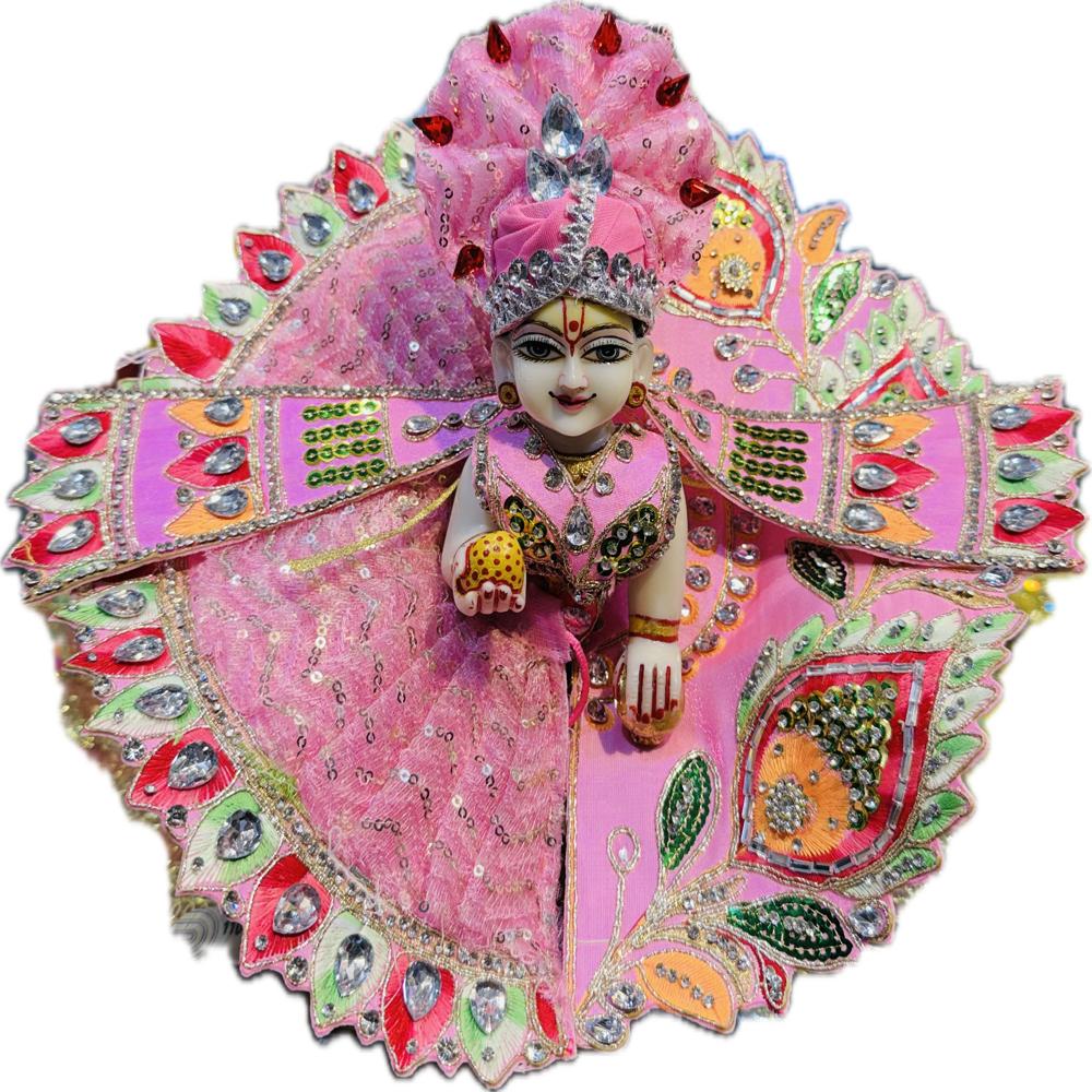 Morpankh Pattern Handwork Poshak For Gopal Ji / Radha Rani - Color: Multicolor