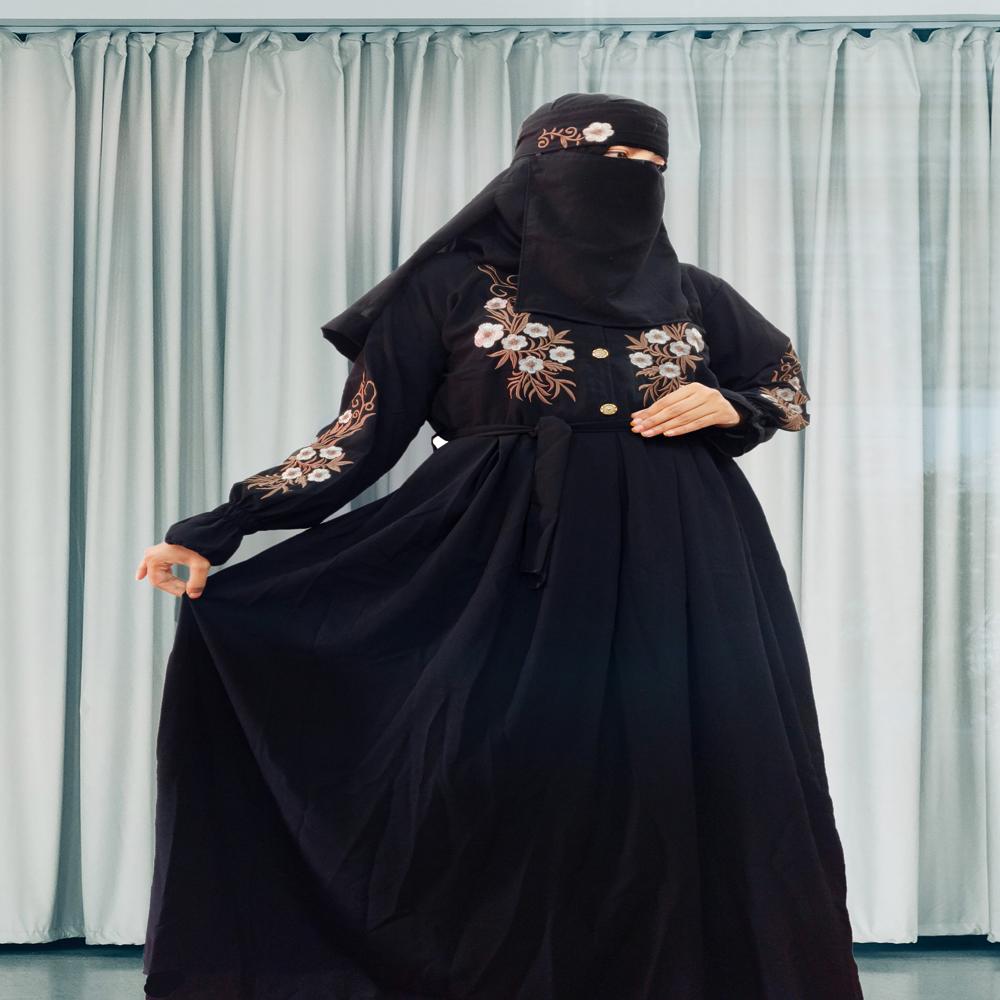 Black Abaya Embroidery Work Burqa For Women Modest Wear Stylish Dubai Abaya