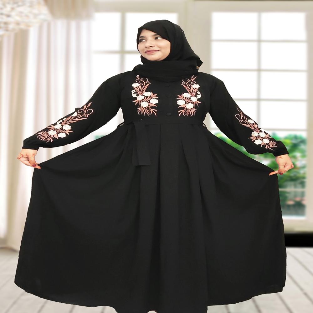 Black Abaya Embroidery Work Burqa For Women Modest Wear Stylish Dubai Abaya