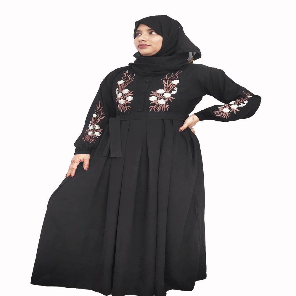 Black Abaya Embroidery Work Burqa For Women Modest Wear Stylish Dubai Abaya