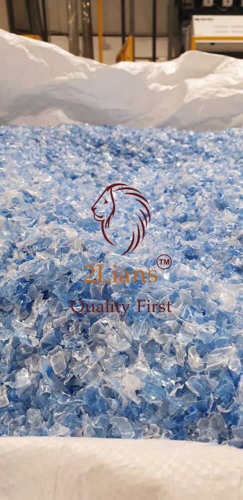 PET bottles flakes hot washed natural /blue transparent