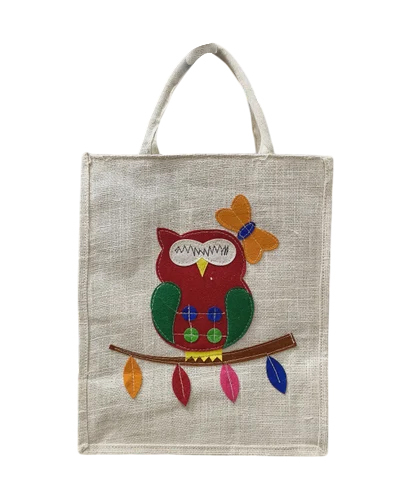 Printed Jute Shopping Bag - Color: Brown