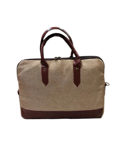 16 Inch Jute Laptop Bag - Color: Brown