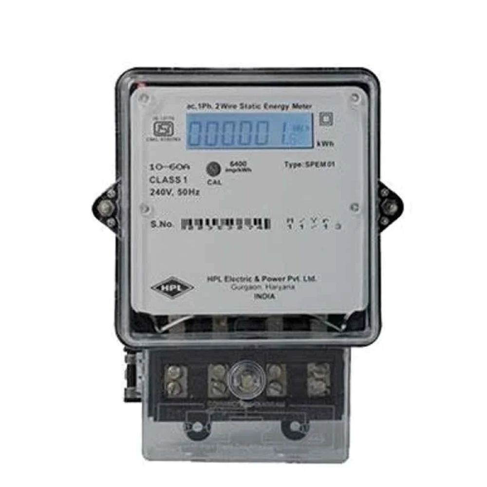 Energy Metre - Durable Plastic, Standard Size, White Color | 220 Volt Rated Voltage, 50 Hertz Frequency, Three Phase Compatibility, 1-year Warranty