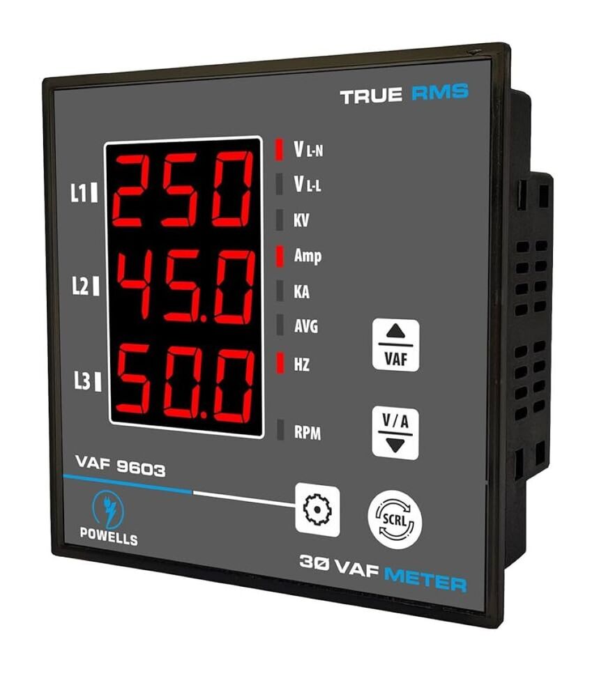 Basic Vaf Meters - Plastic, Standard Size, Grey | 50 Hertz Frequency, 220 Volt Rated Voltage, Single-phase Design, 1-year Warranty