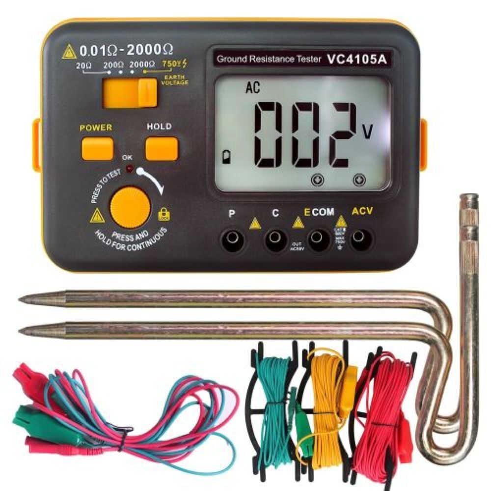 Earth Tester - Metal, Standard Size, Black | 50 Hertz Frequency, Reliable For Industrial Electrical Safety Testing