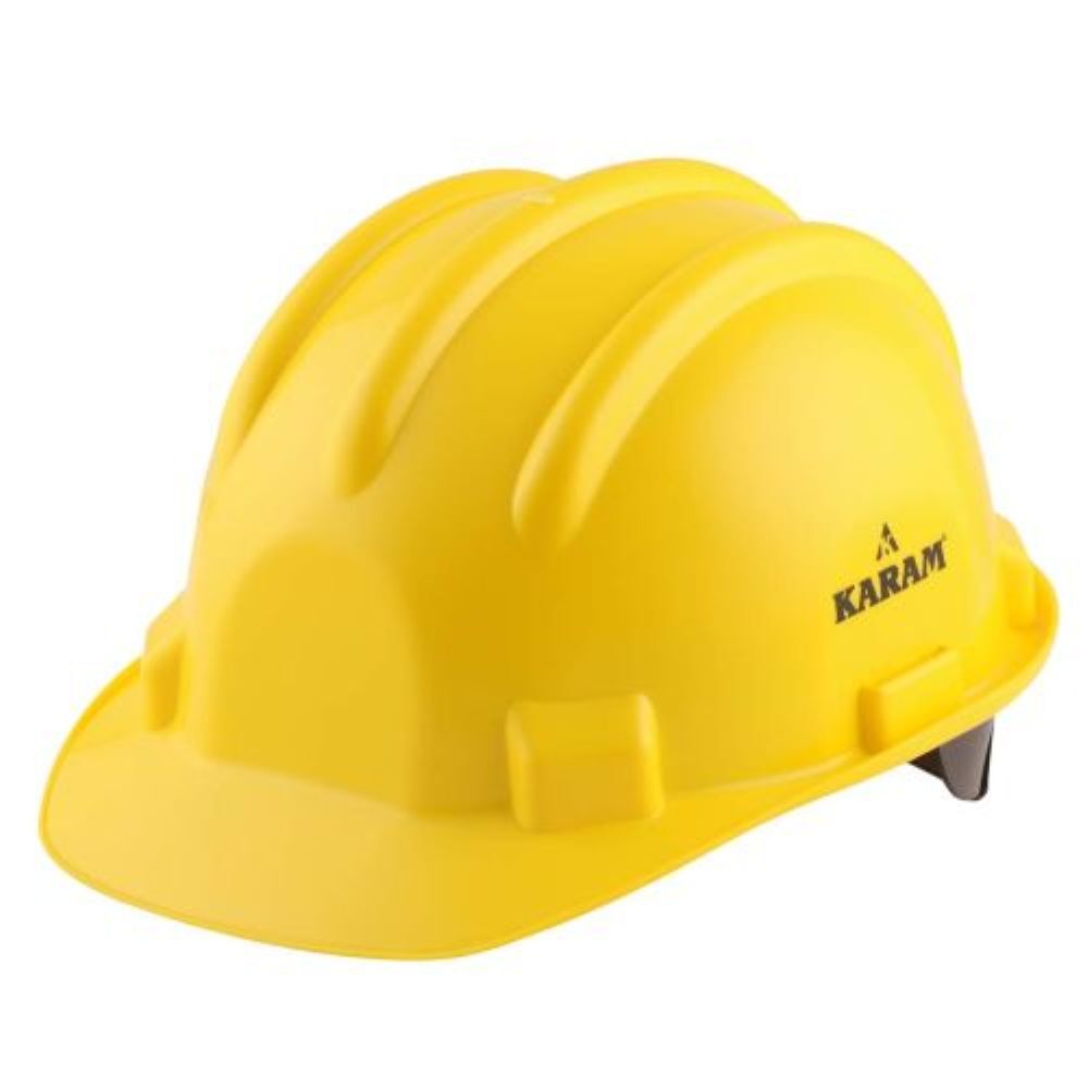 Safety Helmet - Plastic, Standard Size | Yellow, Waterproof, Unisex Design for Enhanced Durability and Protection in Outdoor Environments