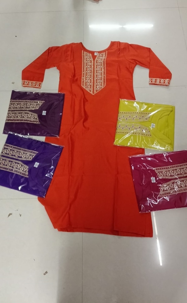 Stylish Embroidery Sequence Work Kurti - Color: Red